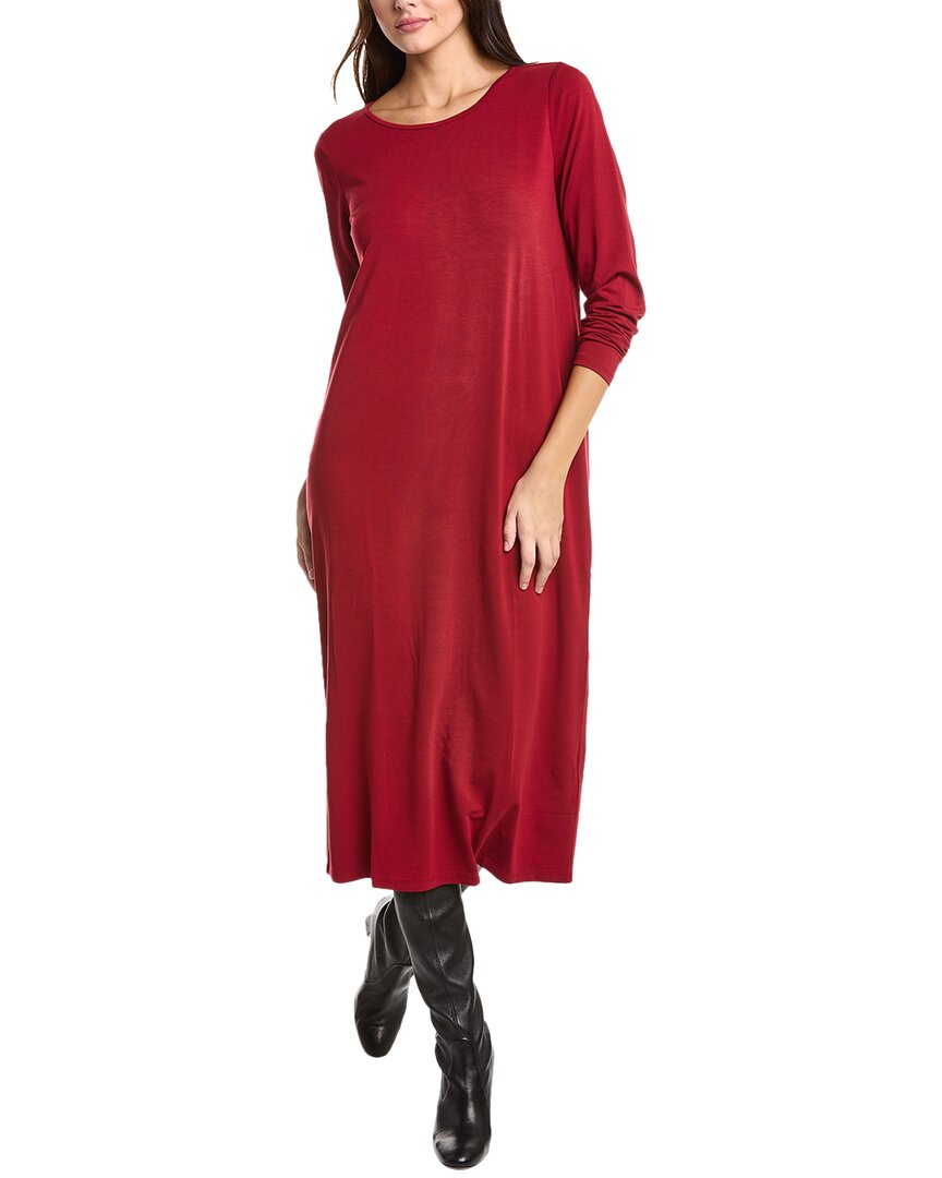 Eileen Fisher Jewel Neck Slim T-shirt Dress In Red