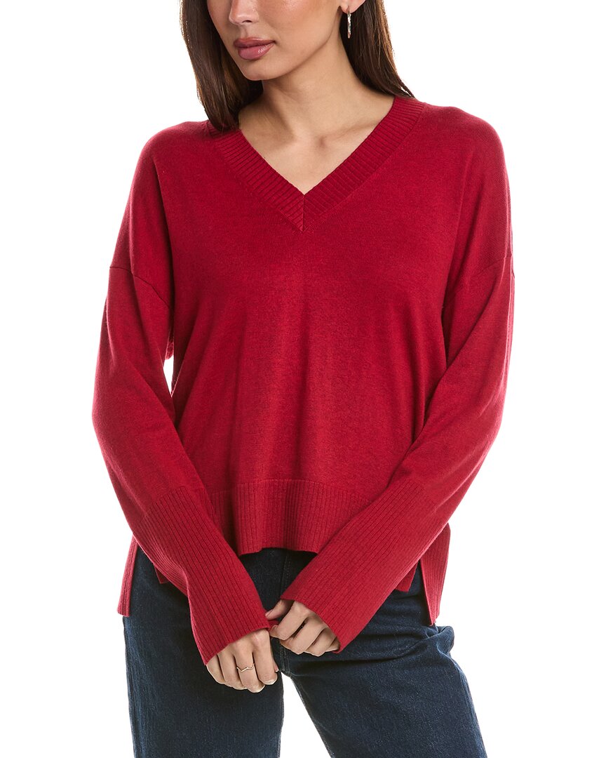 Hannah Rose High-low Cashmere-blend Sweater In Red