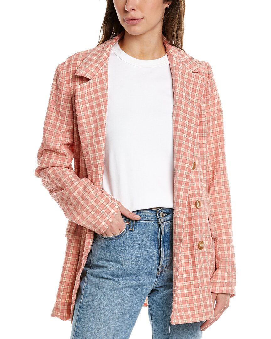 Free People Olivia Gingham Blazer In Pink
