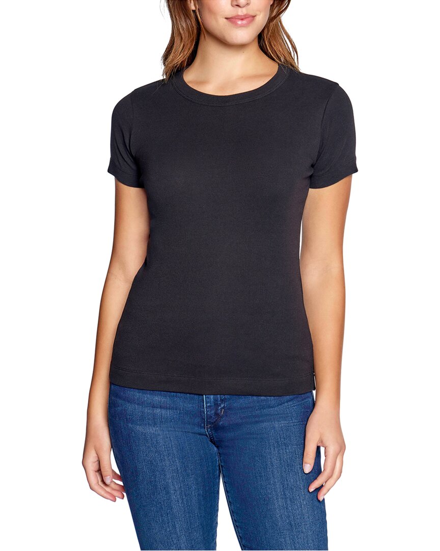Shop Three Dots Solid Crewneck T-shirt In Black