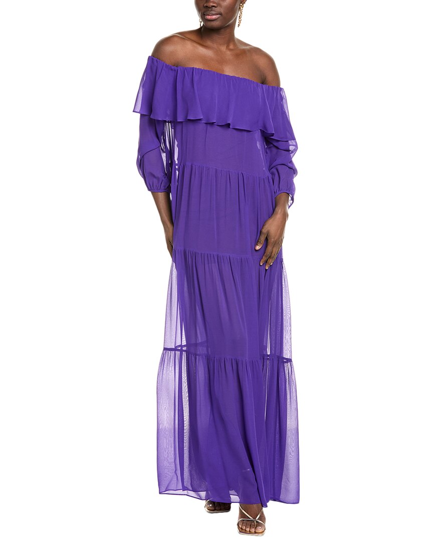 Max Mara Studio Lemma Silk Maxi Dress In Purple