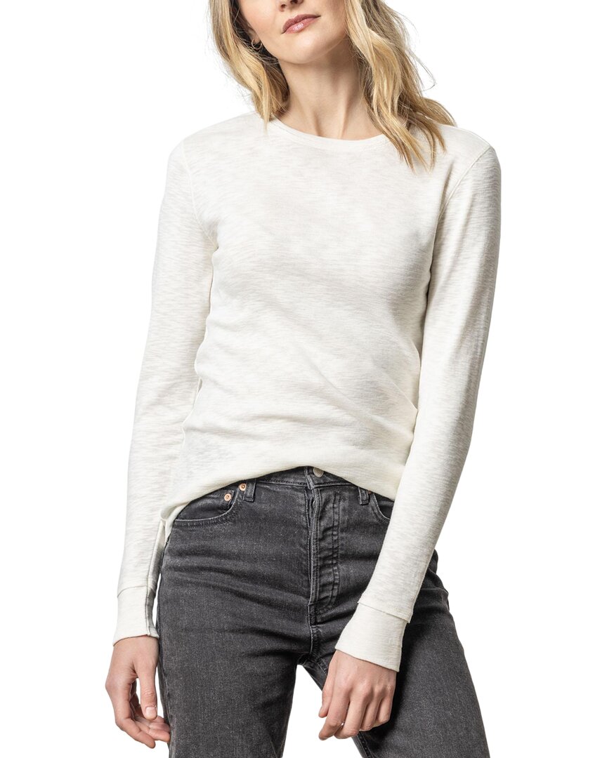 Lilla P Raw Edge Crew Top In White