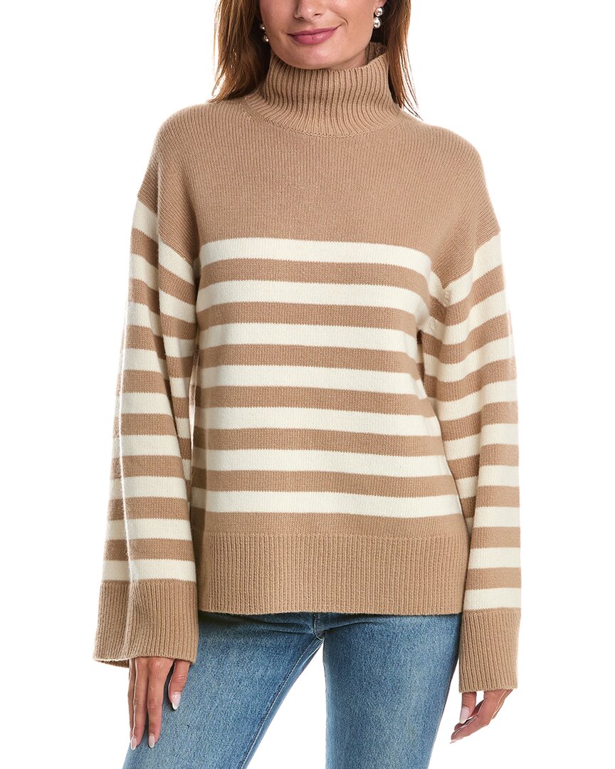 Theory Turtleneck Wool & Cashmere-blend Sweater In Brown