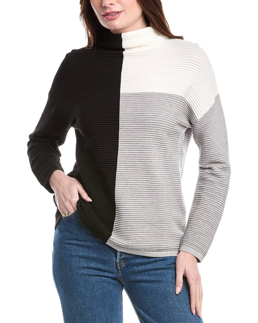 T Tahari Funnel Neck Colorblock Sweater In Multi