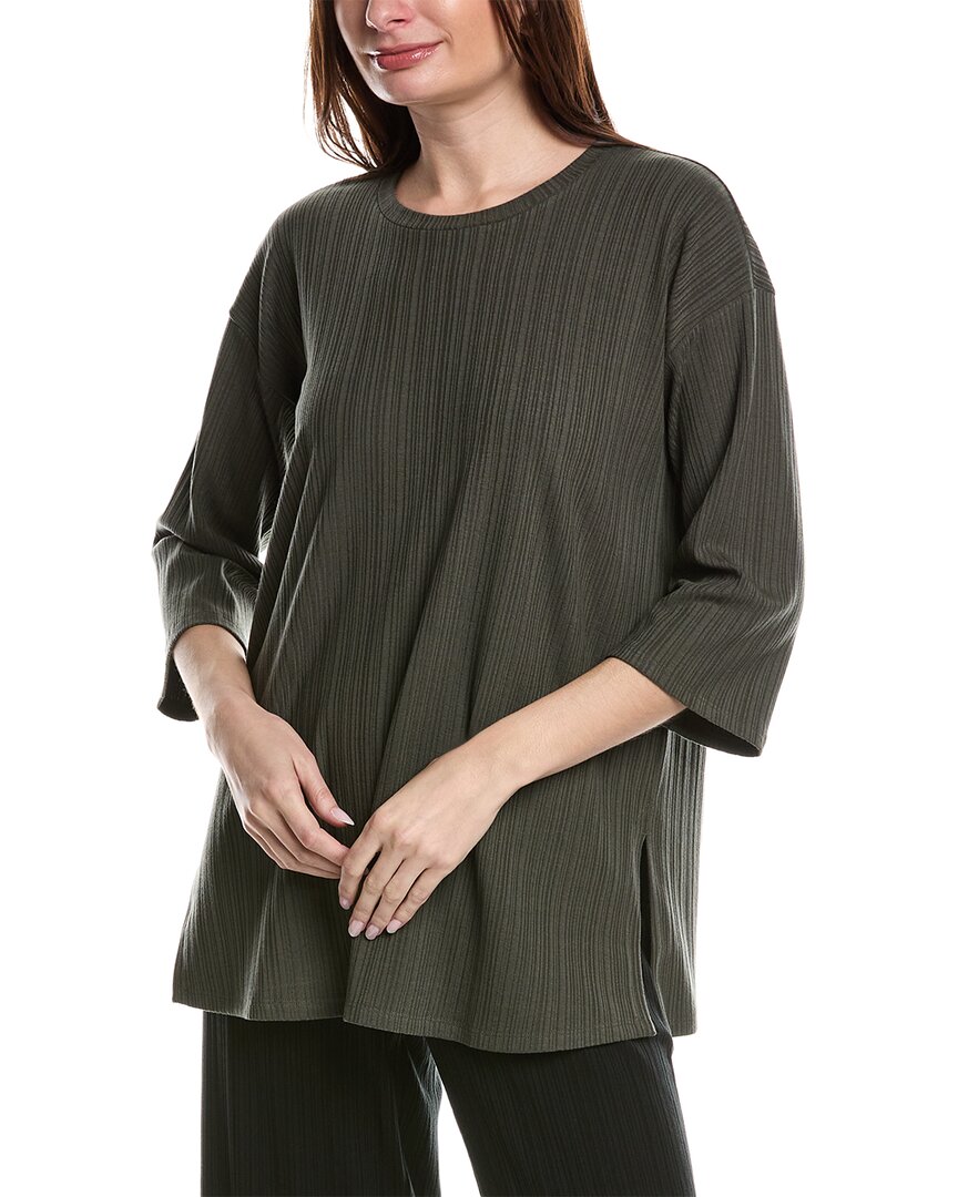 Eileen Fisher Variegated Rib Top In Gray
