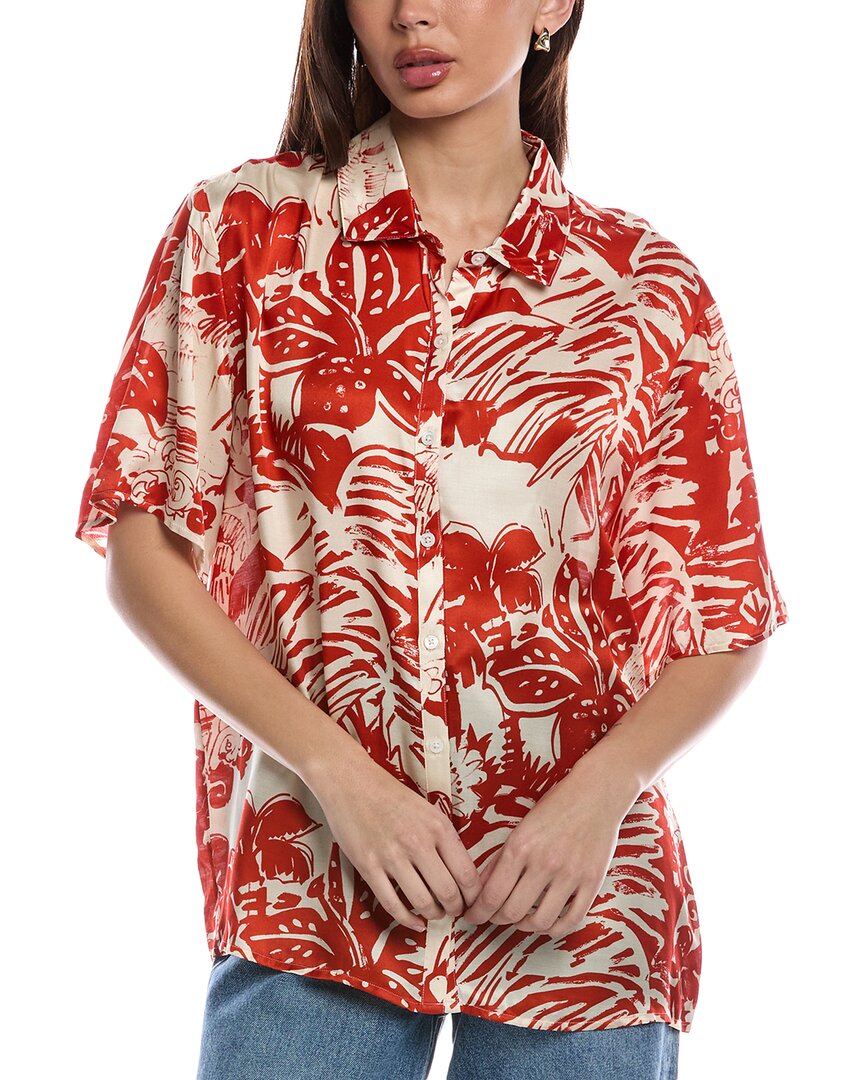 Onia Oversized Button-up Silk-blend Shirt In White