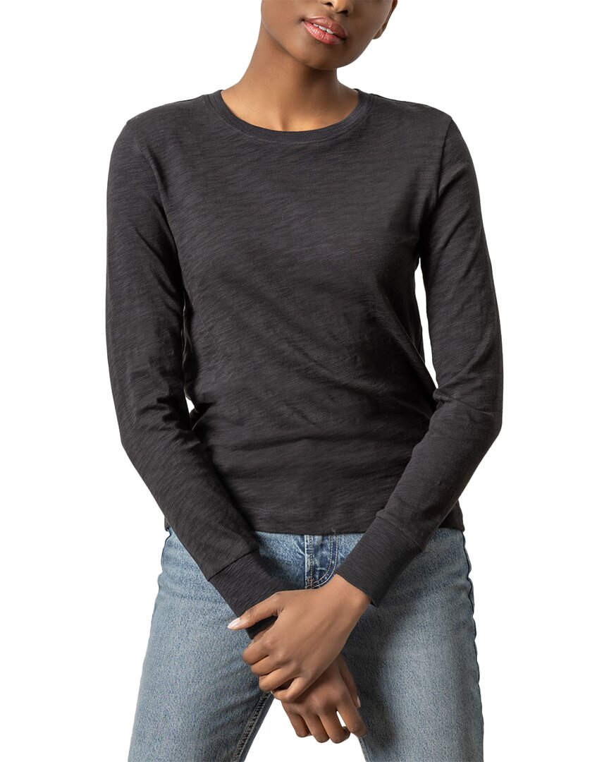 Lilla P Long Sleeve Mock Neck Tee In Black In Black
