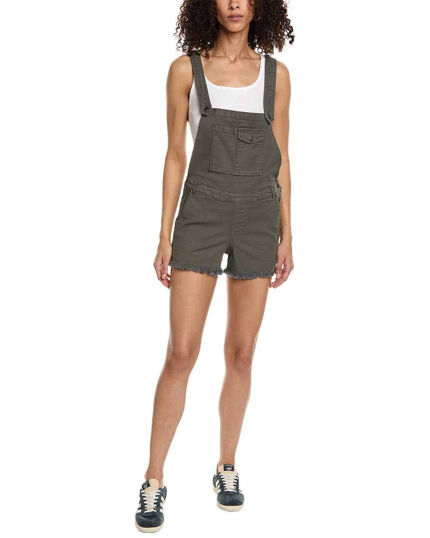 Shop Chaser Vintage Canvas Cross Back Shortall In Green