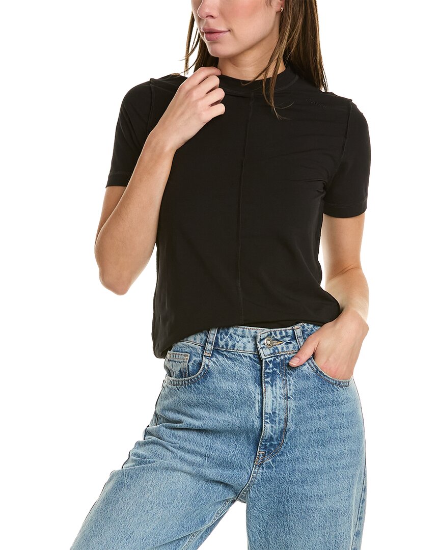 Ganni Embroidered T-shirt In Black