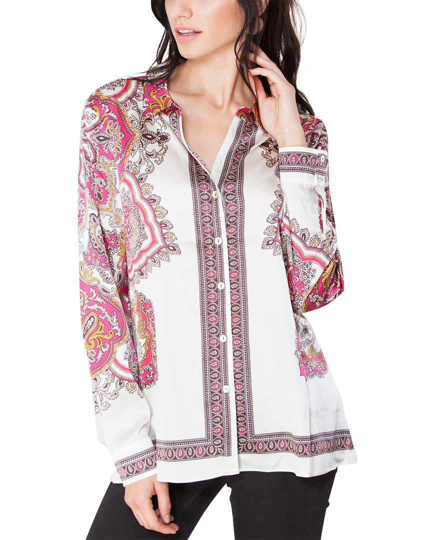 Image of Hale Bob Silk-Blend Collared Blouse