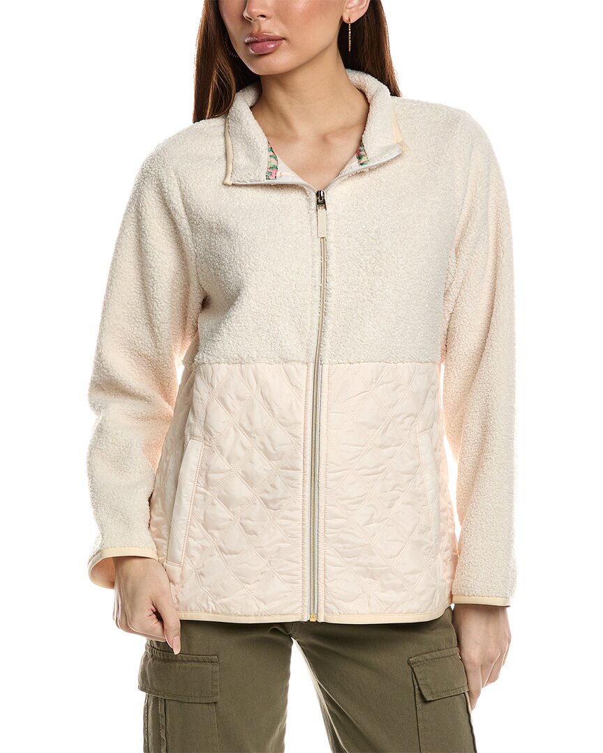 Tommy Bahama Quilted Hybrid Full Zip Jacket In Beige
