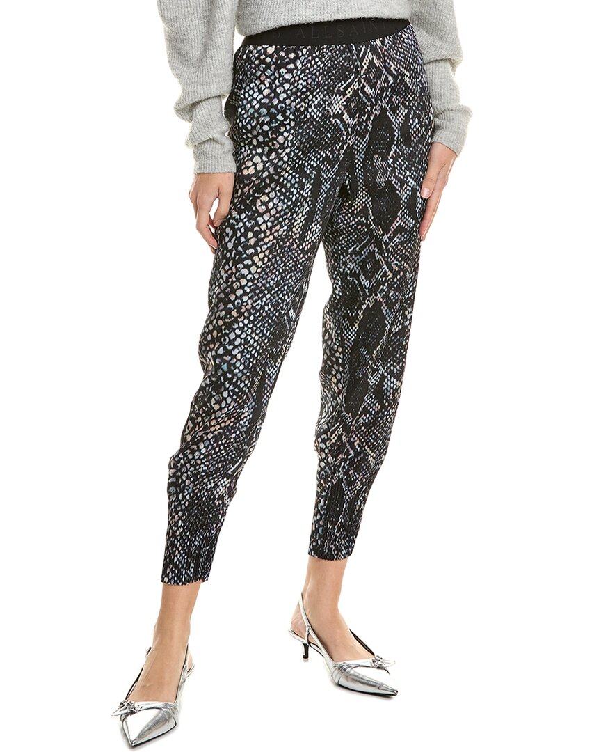 Allsaints Nala Waima Print Tapered Pants In Black