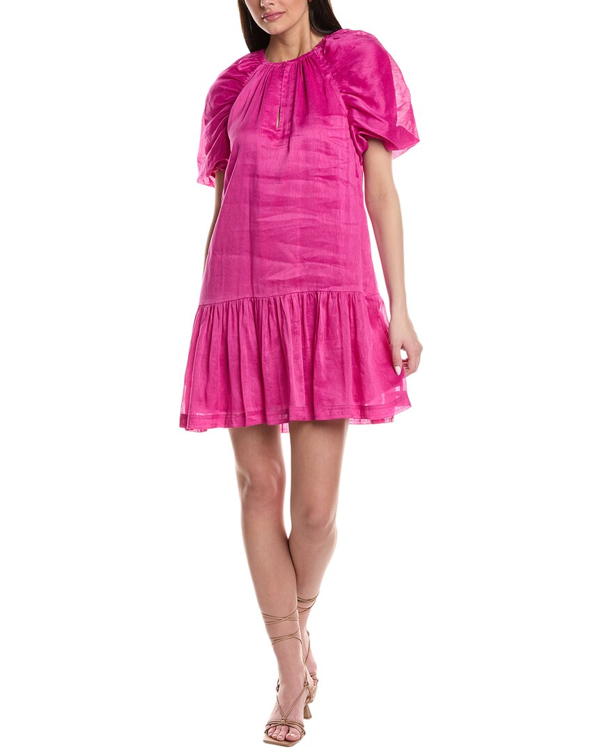Marie Oliver Greta Linen & Silk-blend Mini Dress In Purple
