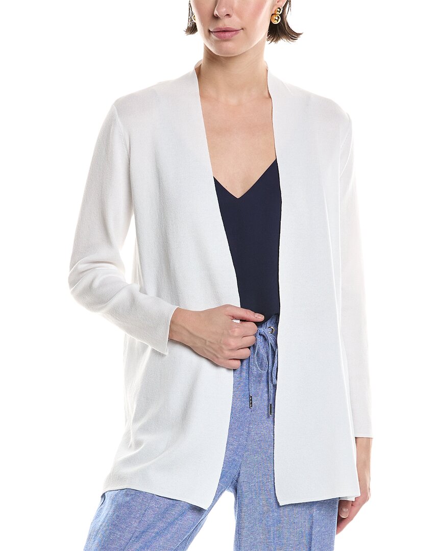 Anne Klein Nappa Open Front Cardigan In White