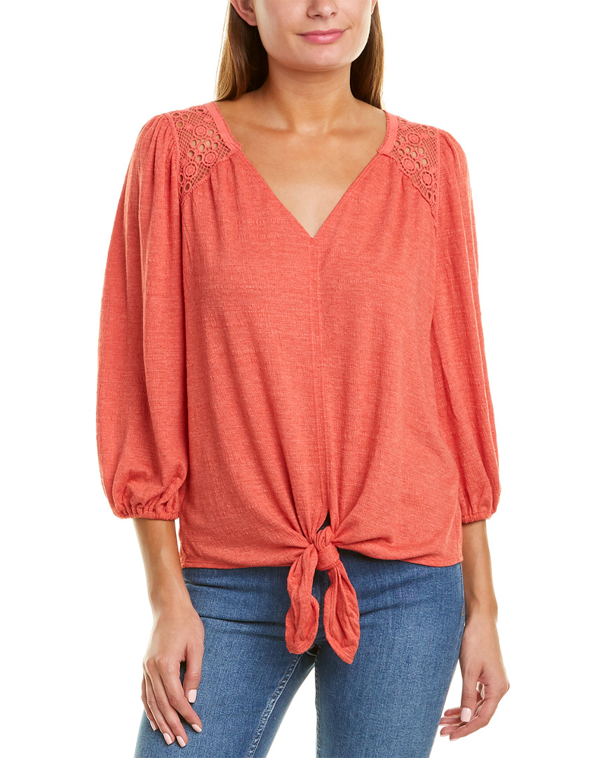 Image of Max Studio Tie-Front Top