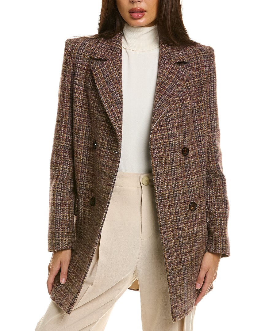 Shop Fleurette Double-breasted Wool Coat In Brown