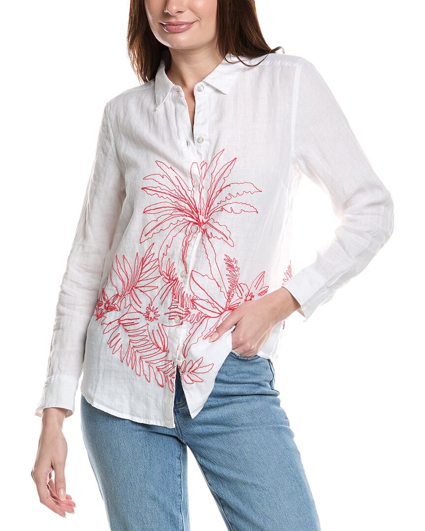Tommy Bahama Portico Palms Corded Embroidered Linen Shirt In Pink