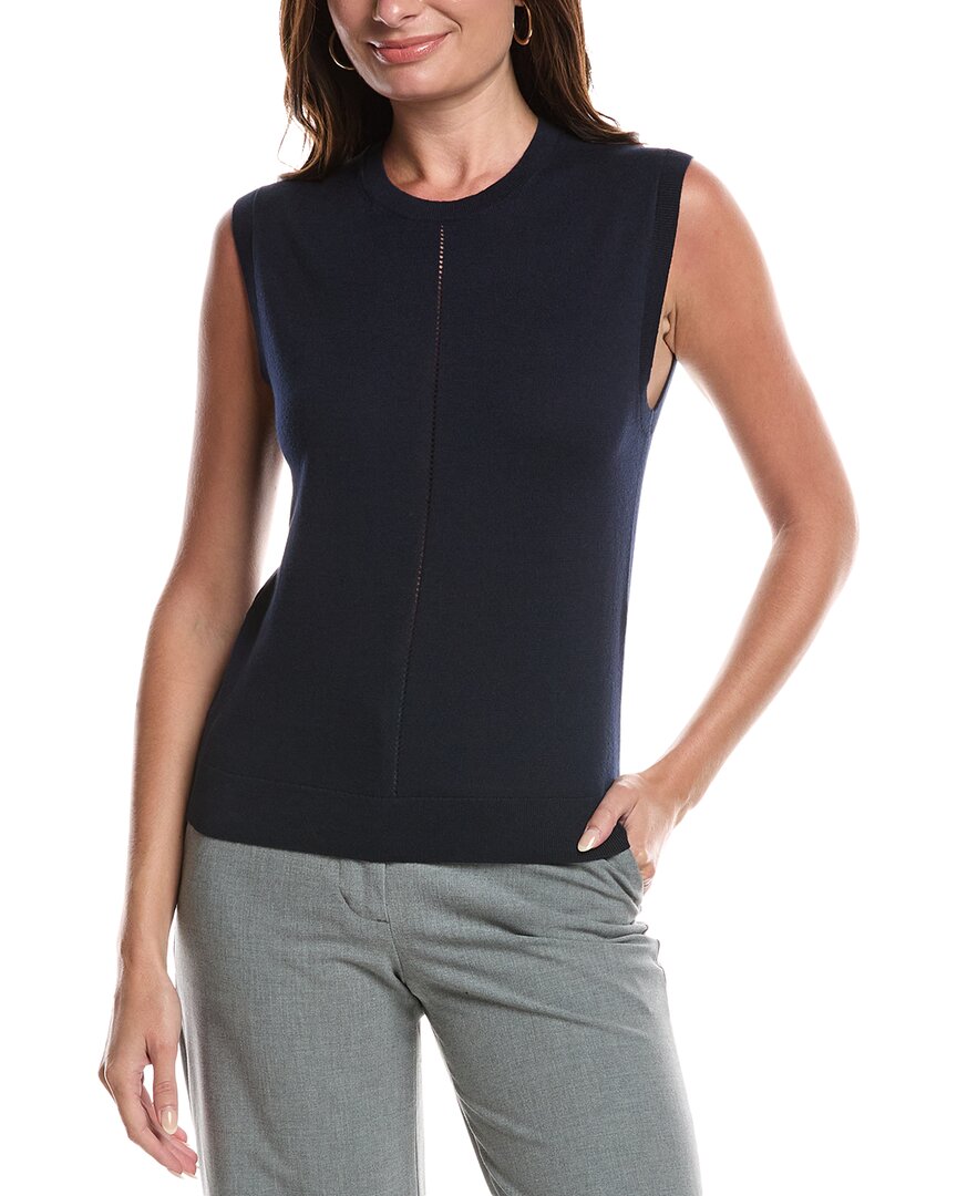 St John St. John Fine Gauge Shell Top In Blue