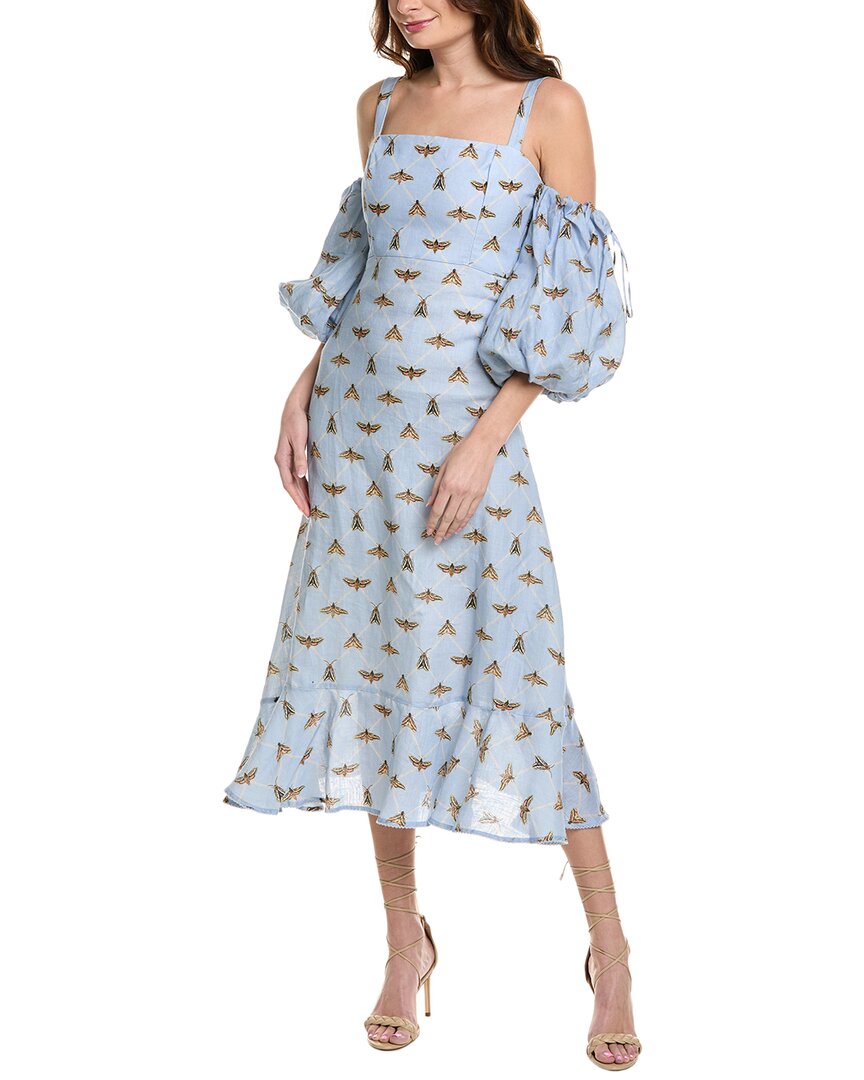 Agua By Agua Bendita Polilla Linen Maxi Dress In Blue
