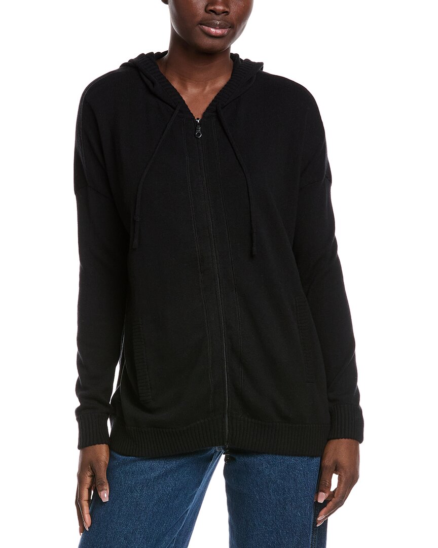 Minnie Rose Cashmere-blend Oversized Zip Hoodie In Black
