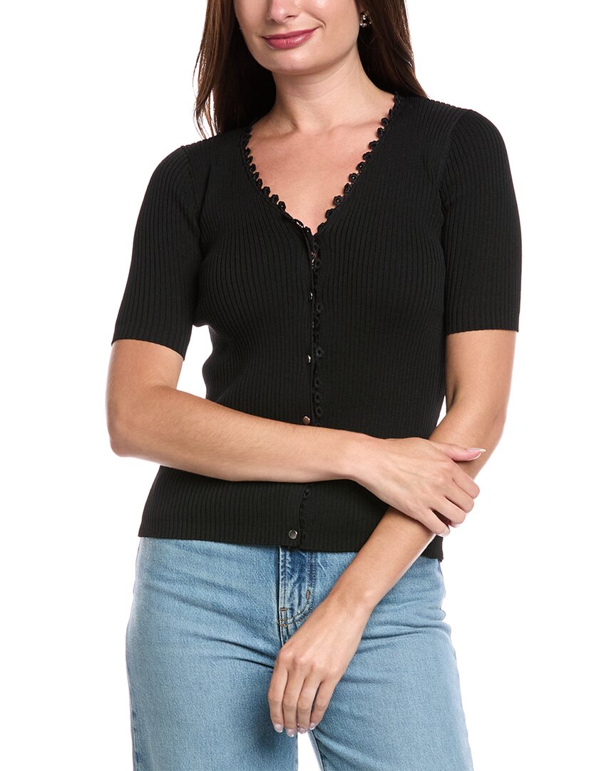 T Tahari V-neck Cardigan In Black