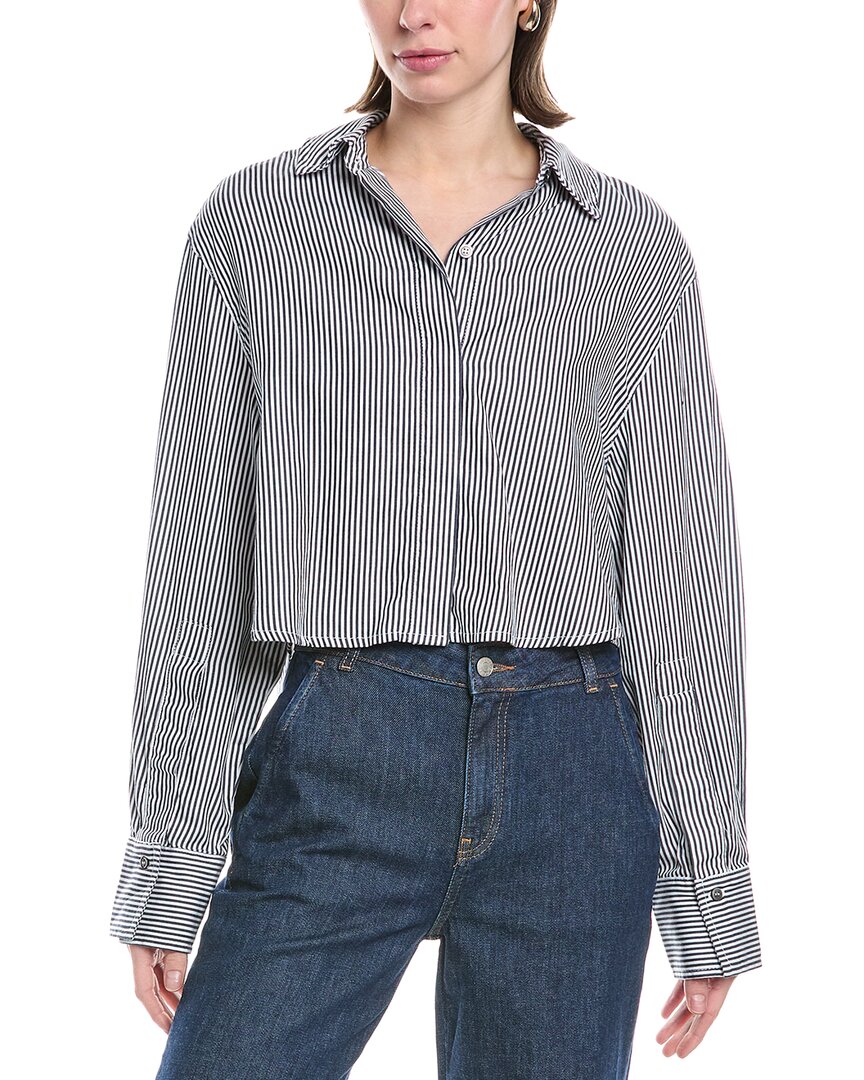 Shop Simkhai Renata Striped Cropped Button-down Shirt
