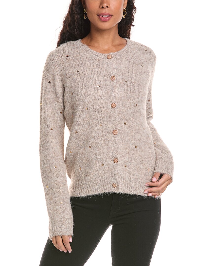 Anna Kay Sequin Wool-blend Cardigan In Brown