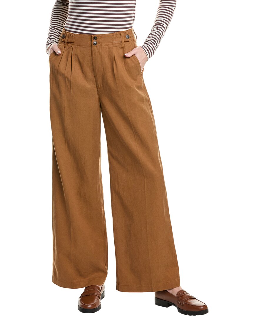 Madewell Harlow Linen-blend Wide Leg Pant In Brown