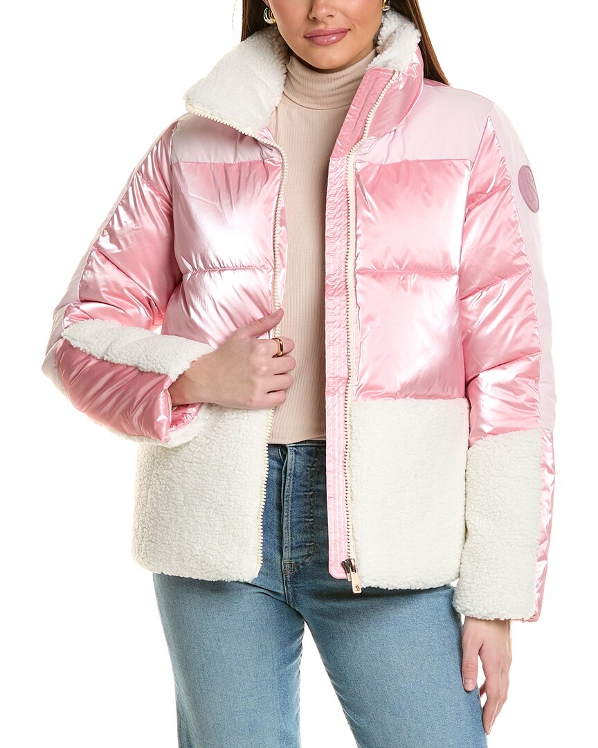Scotch & Soda Selma Mixed Media Water Repellent Jacket In Pink