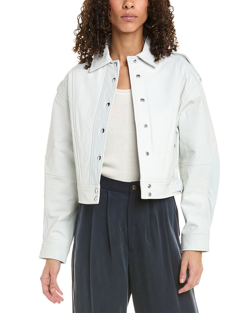 Shop Iro Leather Jacket In White