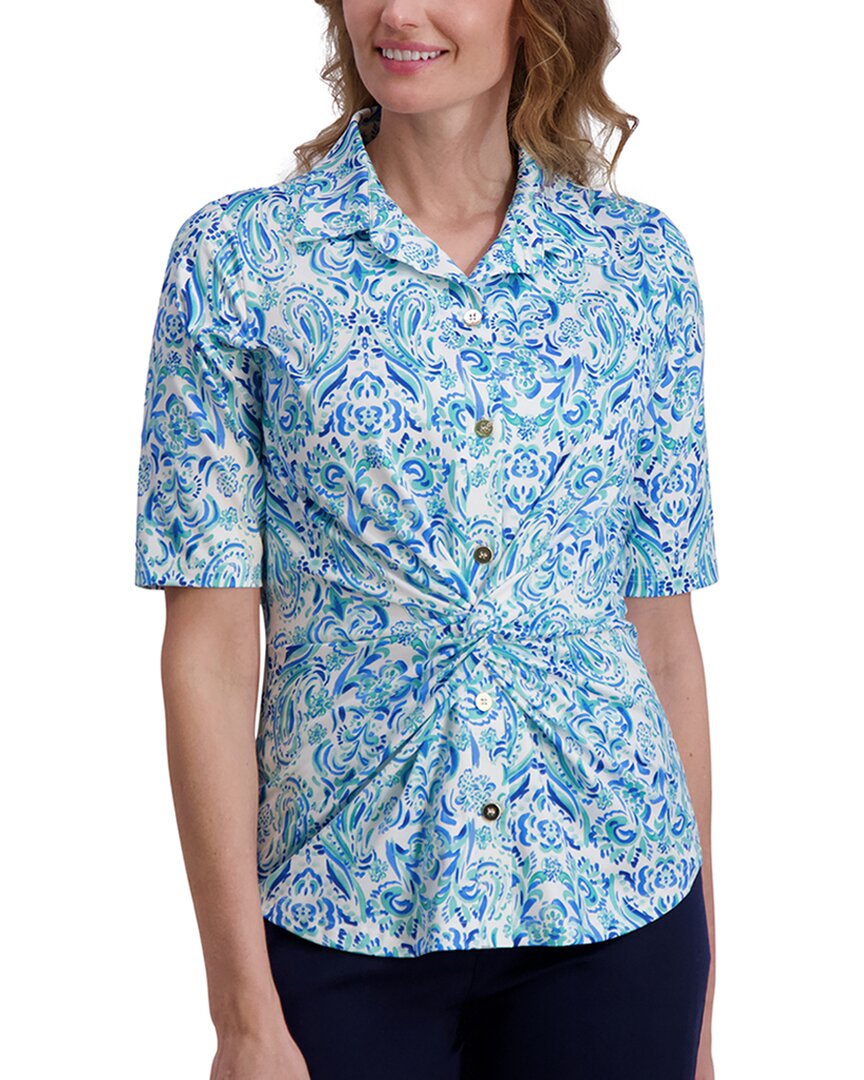 STELLA PARKER STELLA PARKER TWIST BUTTON-DOWN KNIT TOP