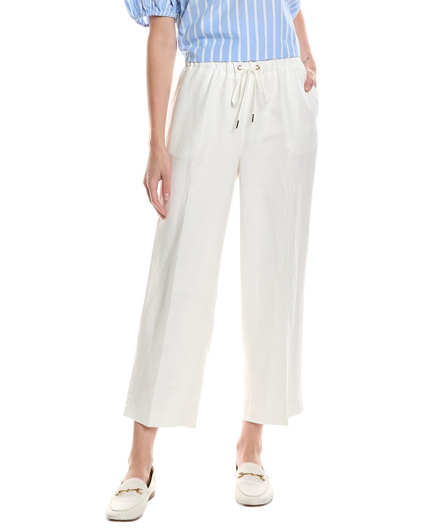 Anne Klein Drawstring Linen-blend Wide Leg Pant