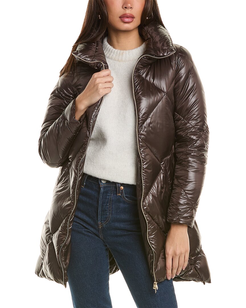 Shop Herno A-shape Diamond Quilted Down Coat In Brown