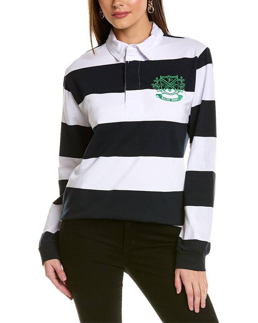 Shop Roller Rabbit Embroidered Stripe Rugby Sweater In Blue
