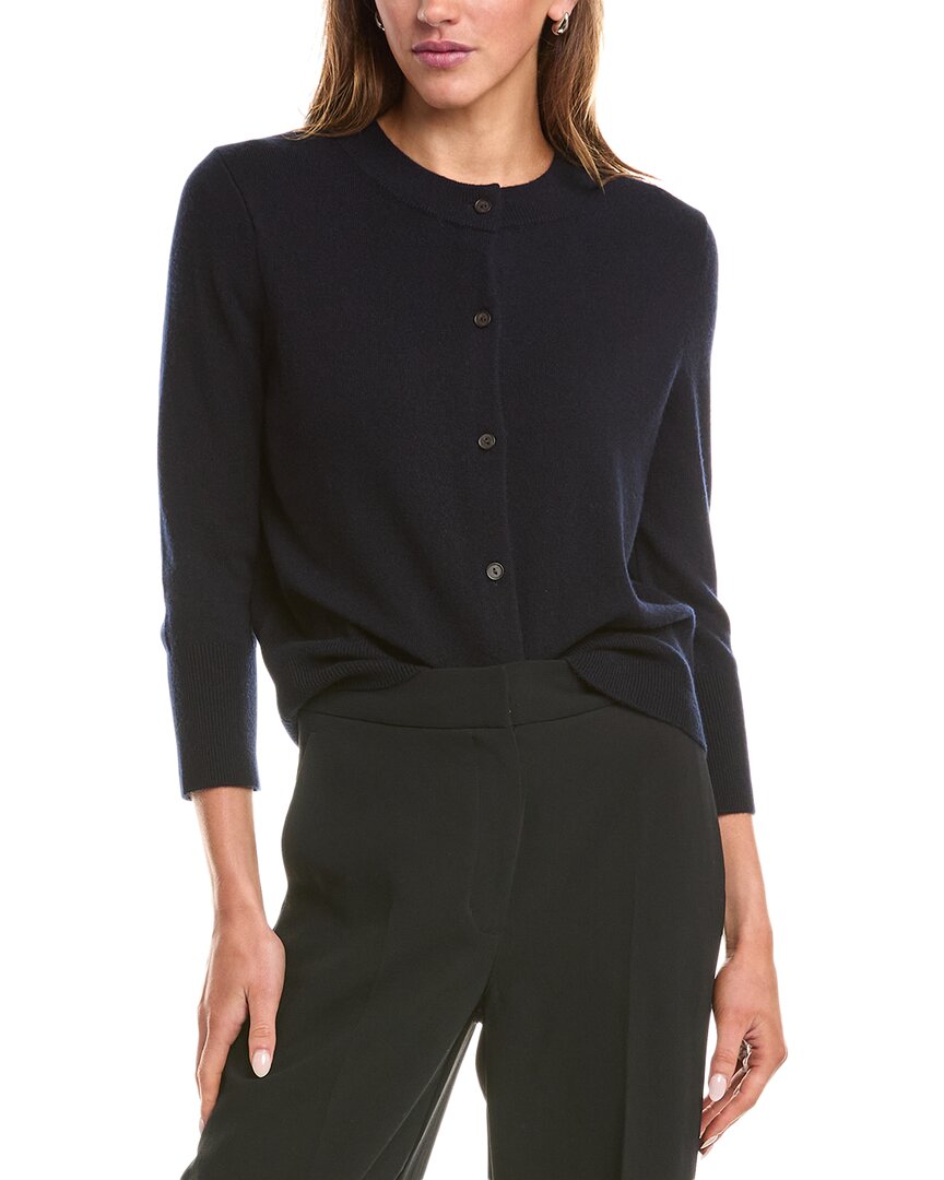Vince Shrunken Wool-blend Cardigan In Blue