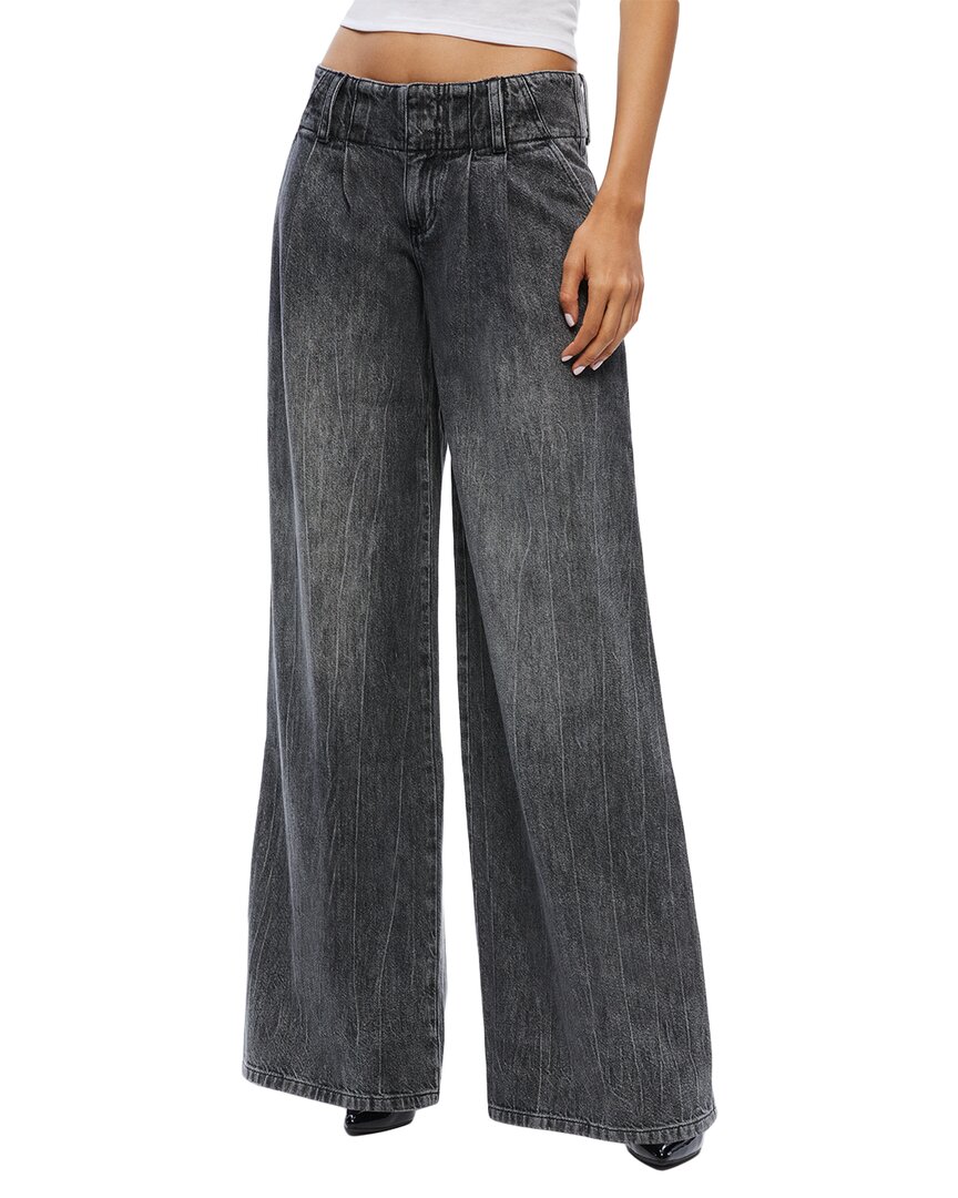 Shop Alice And Olivia Alice + Olivia Anders Low-rise Pleated Wide Leg Jean