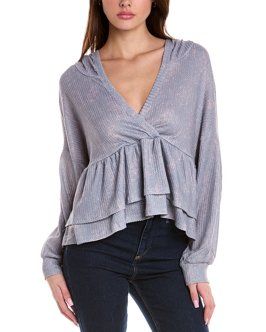 Shop Rosewater Remi Waffle Knit Top In Blue