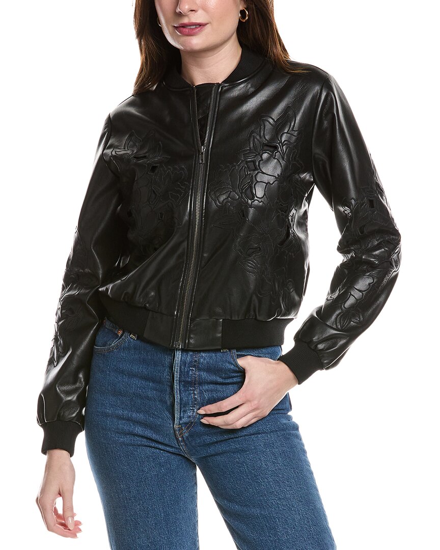 Johnny Was Melanie Silk-lined Bomber Jacket In Black