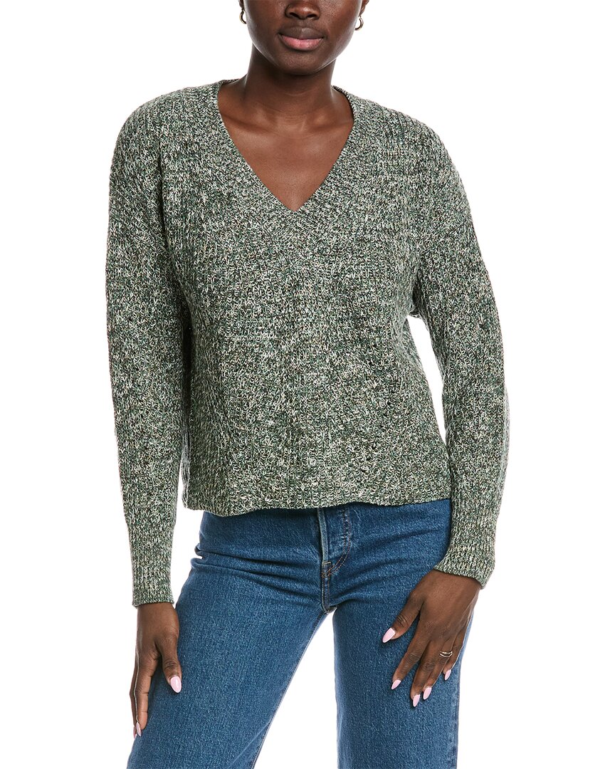 Autumn Cashmere Cotton By  Marled Shaker V-neck Sweater In Green