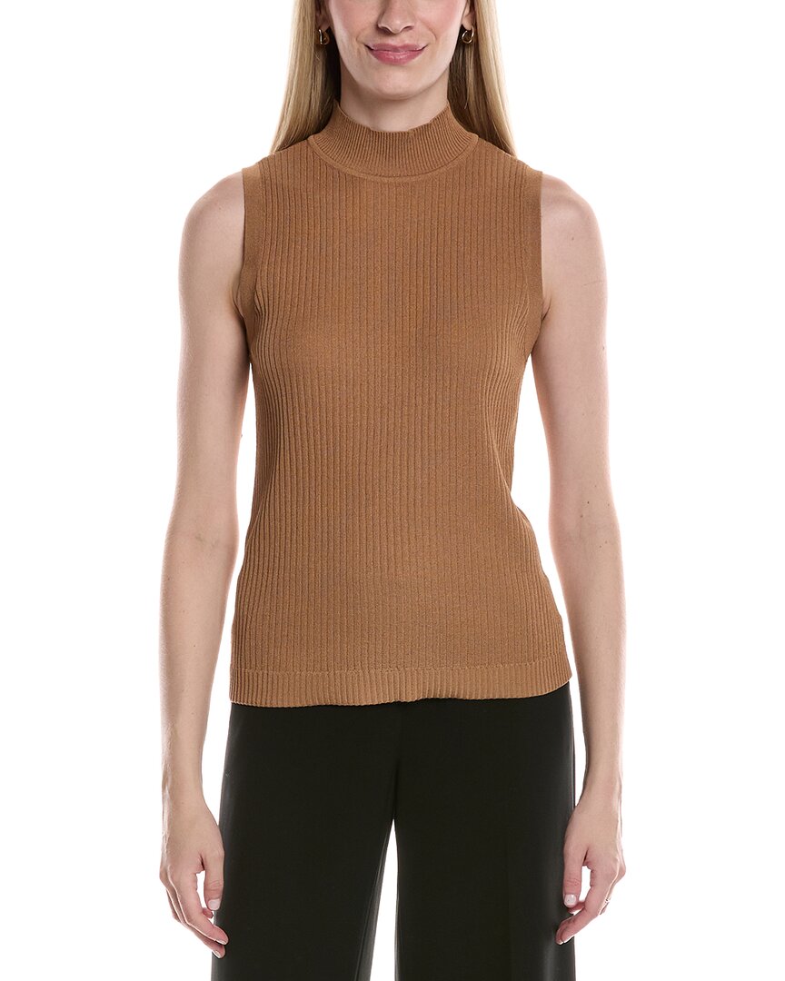Jones New York Rib Sleeveless Turtleneck Sweater In Brown