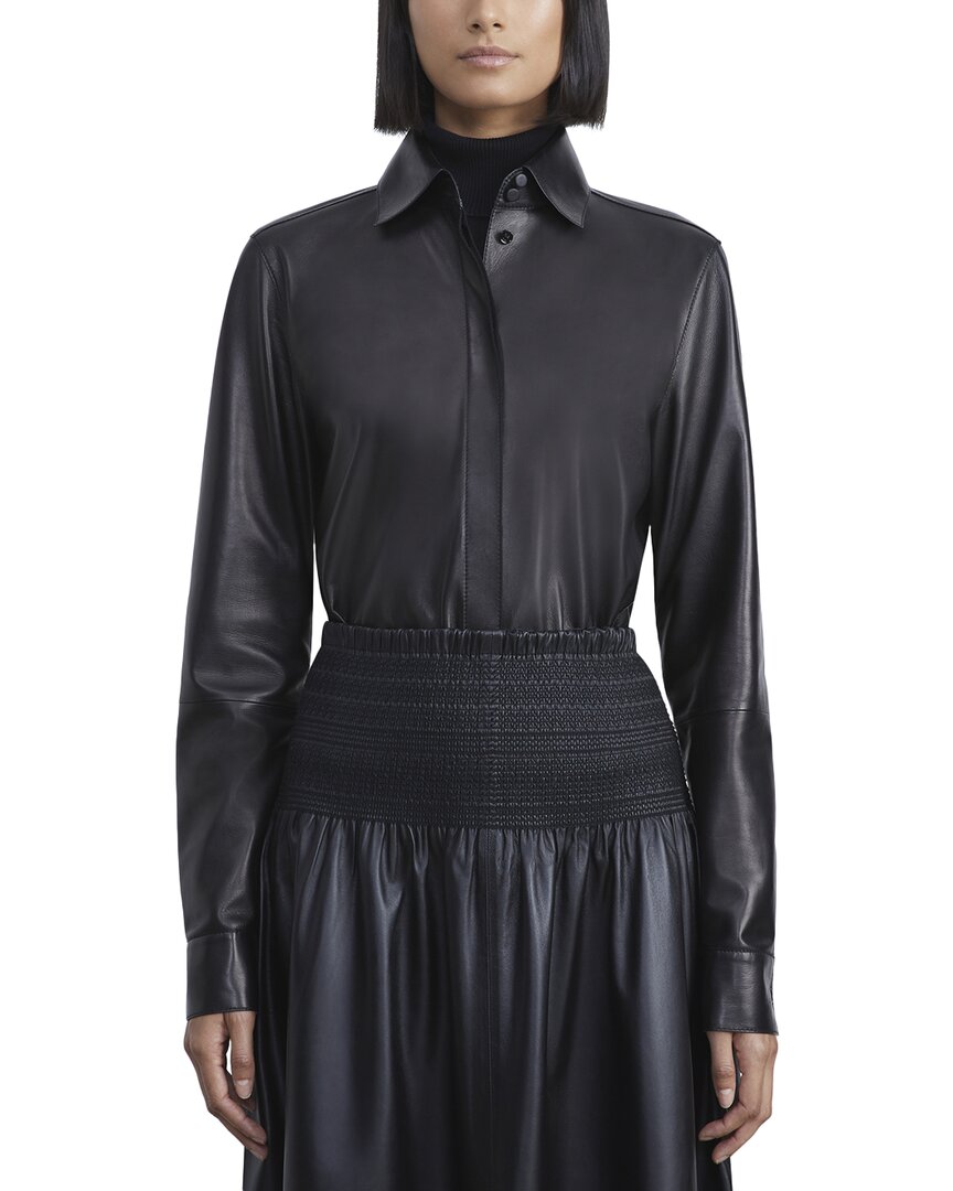 LAFAYETTE 148 LAFAYETTE 148 NEW YORK HERITAGE BUTTON DOWN LEATHER BODYSUIT
