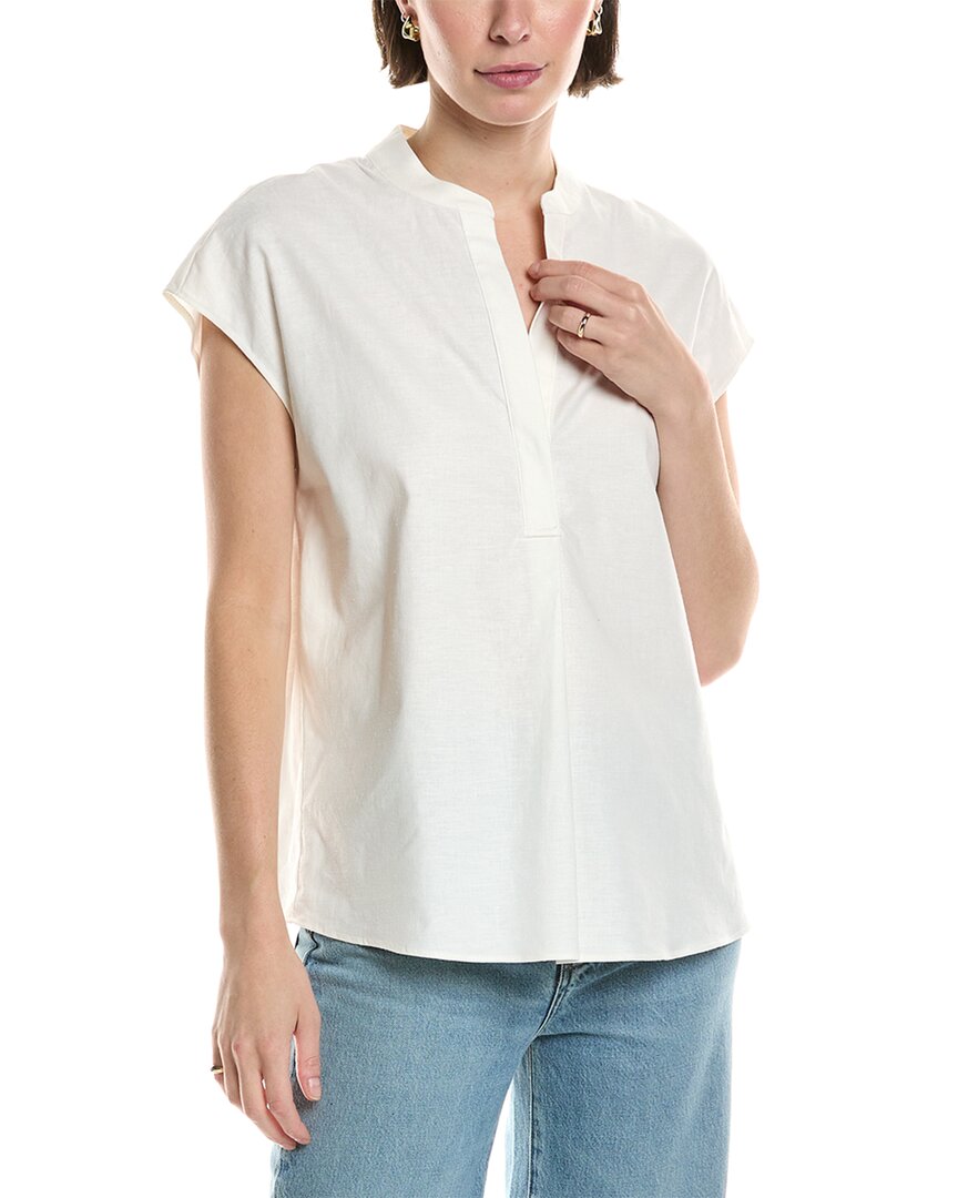 Vince Band Collar Linen-blend Popover