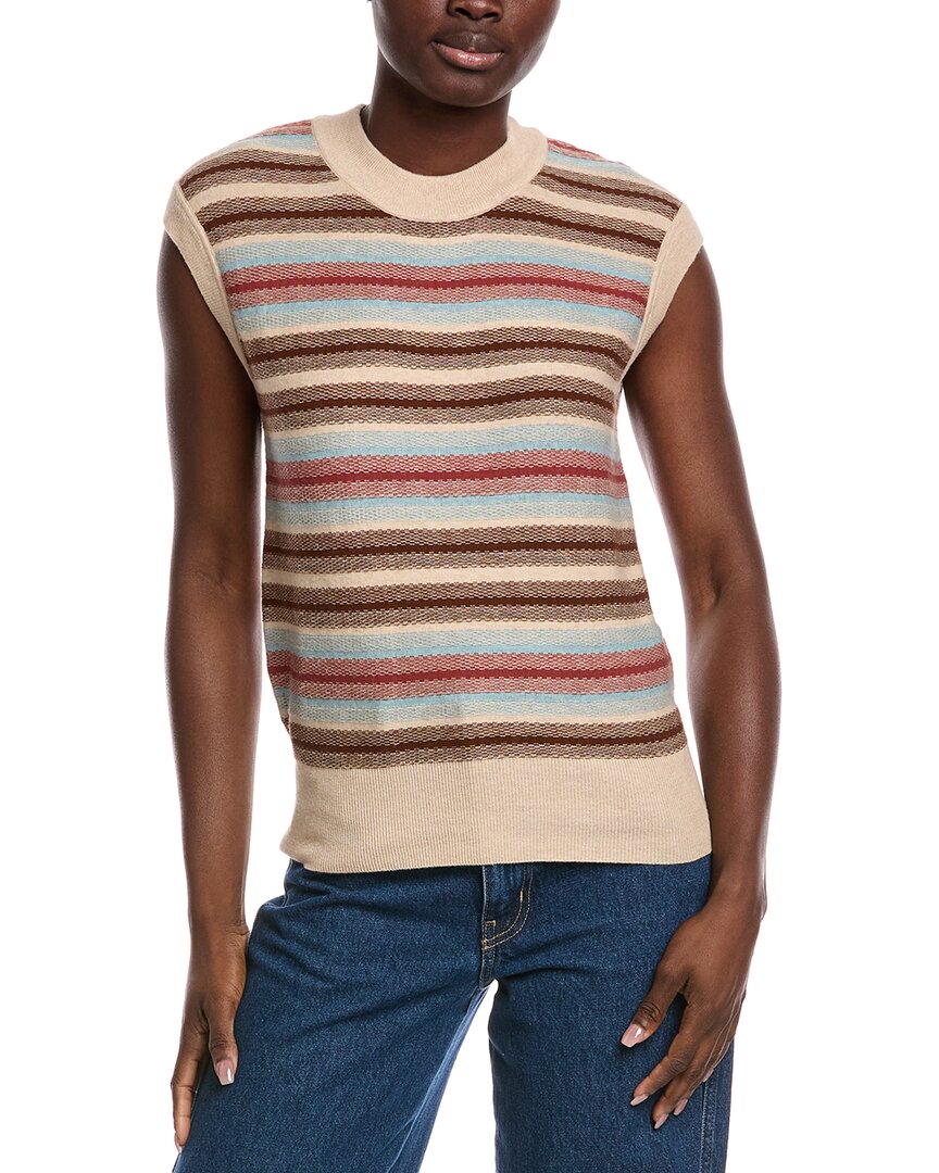 Minnie Rose Textured Stripe Cashmere-blend Sweater Tank In Multi