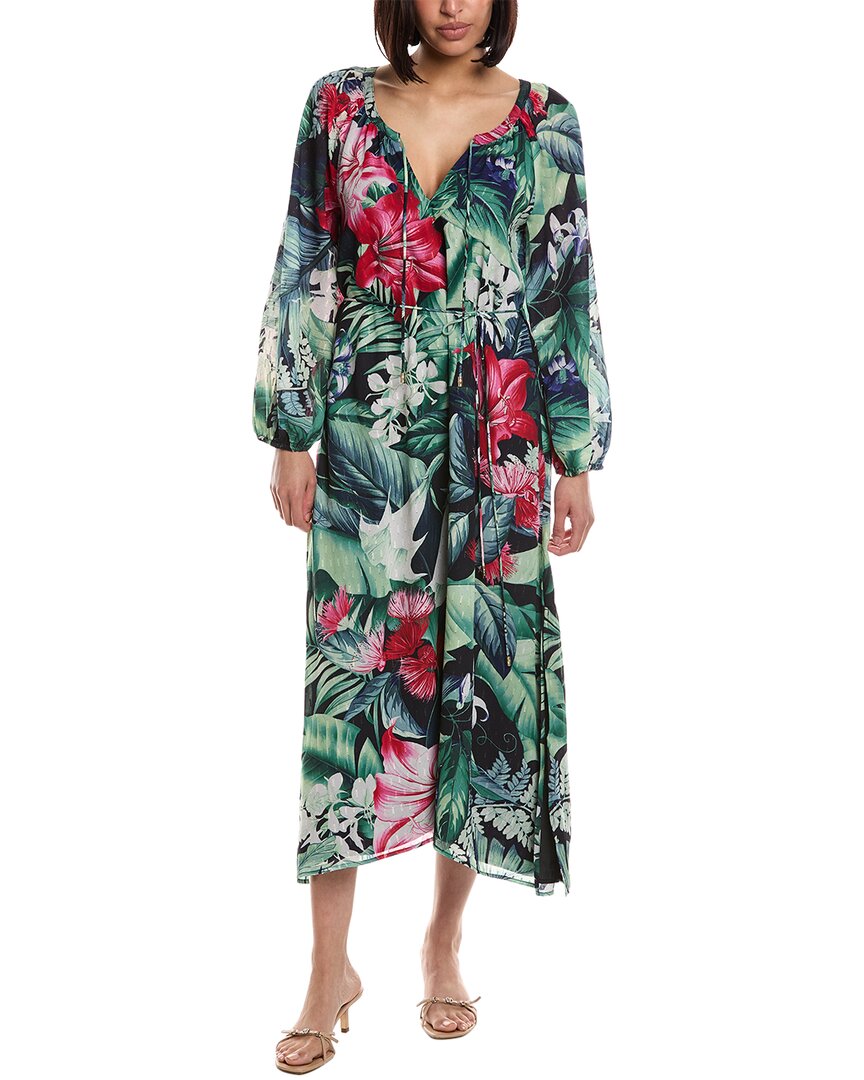 Tommy Bahama Celebration Tropical Print Long Sleeve Maxi Dress