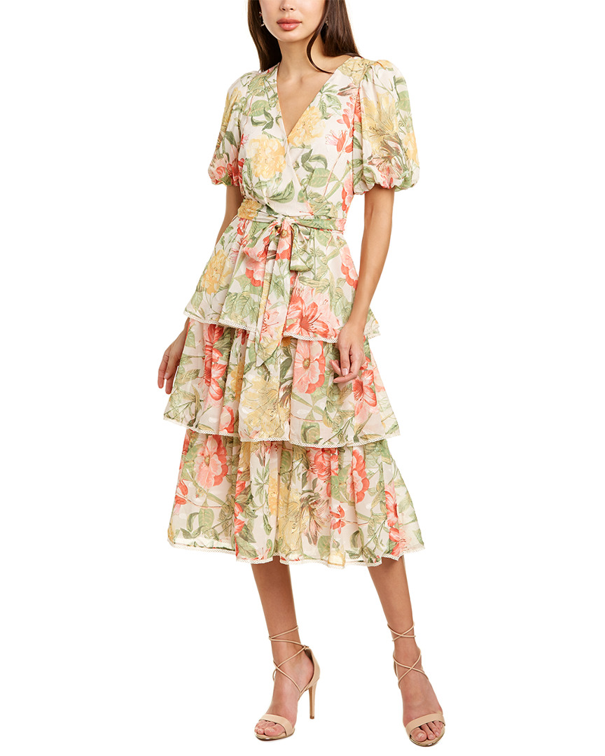 Image of Champagne & Strawberry Tiered Midi Dress