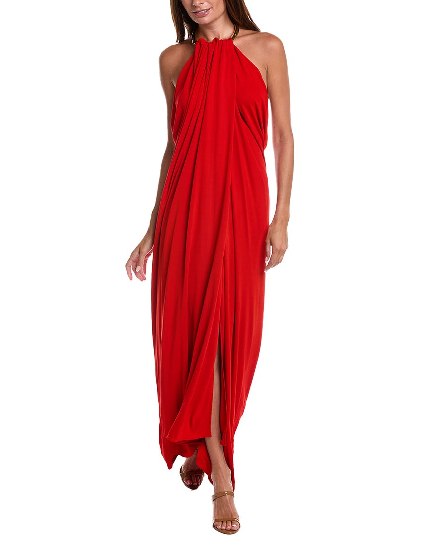 Michael Kors Collection Halter Dress In Red