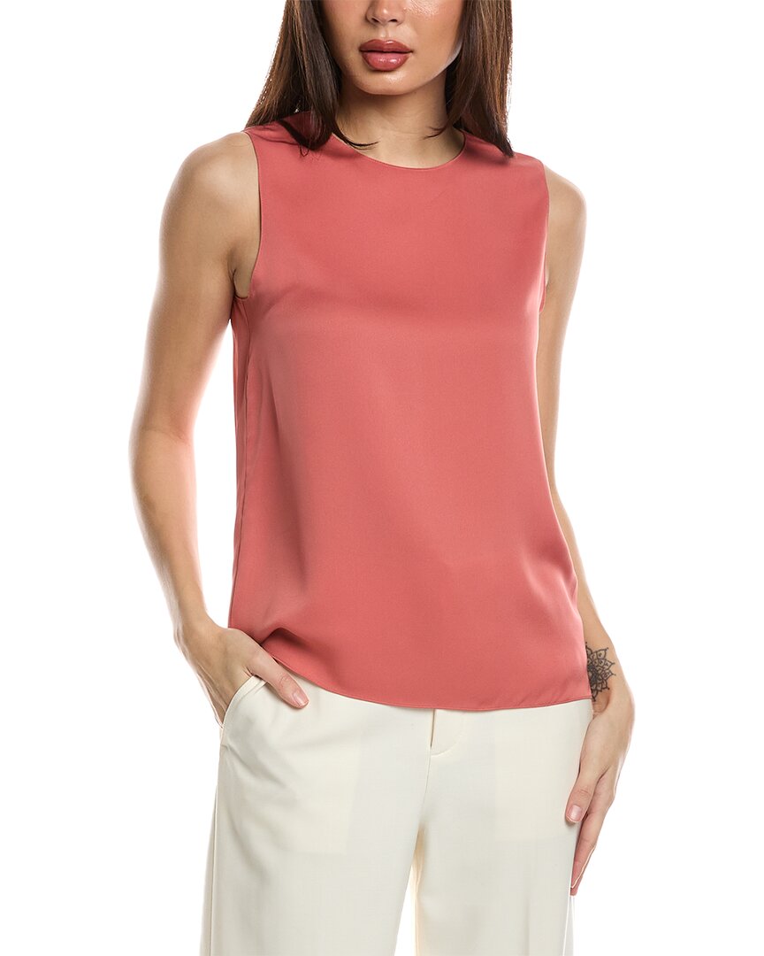 Shop Theory Straight Shell Silk Tank In Pink