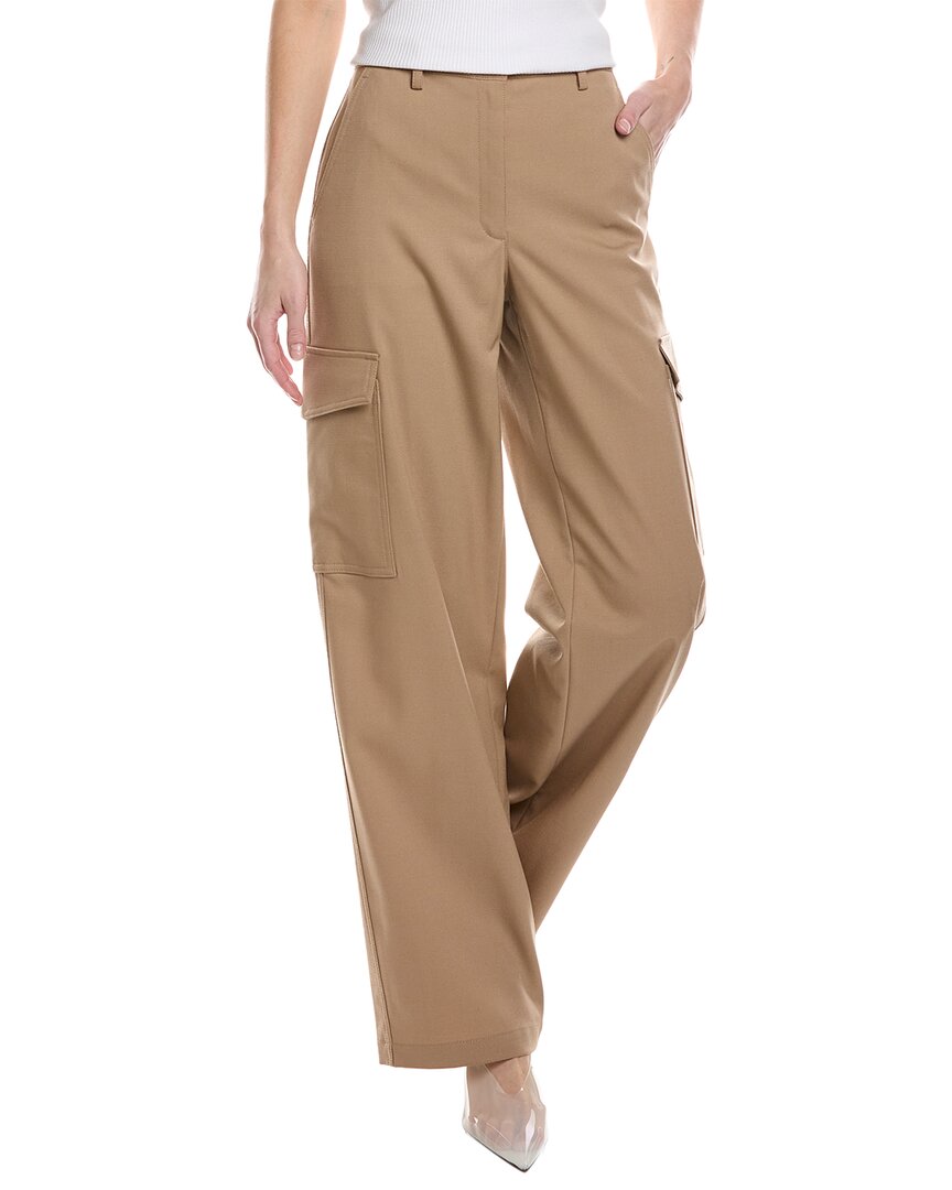 Shop Theory Relaxed Straight Wool-blend Cargo Pant In Brown