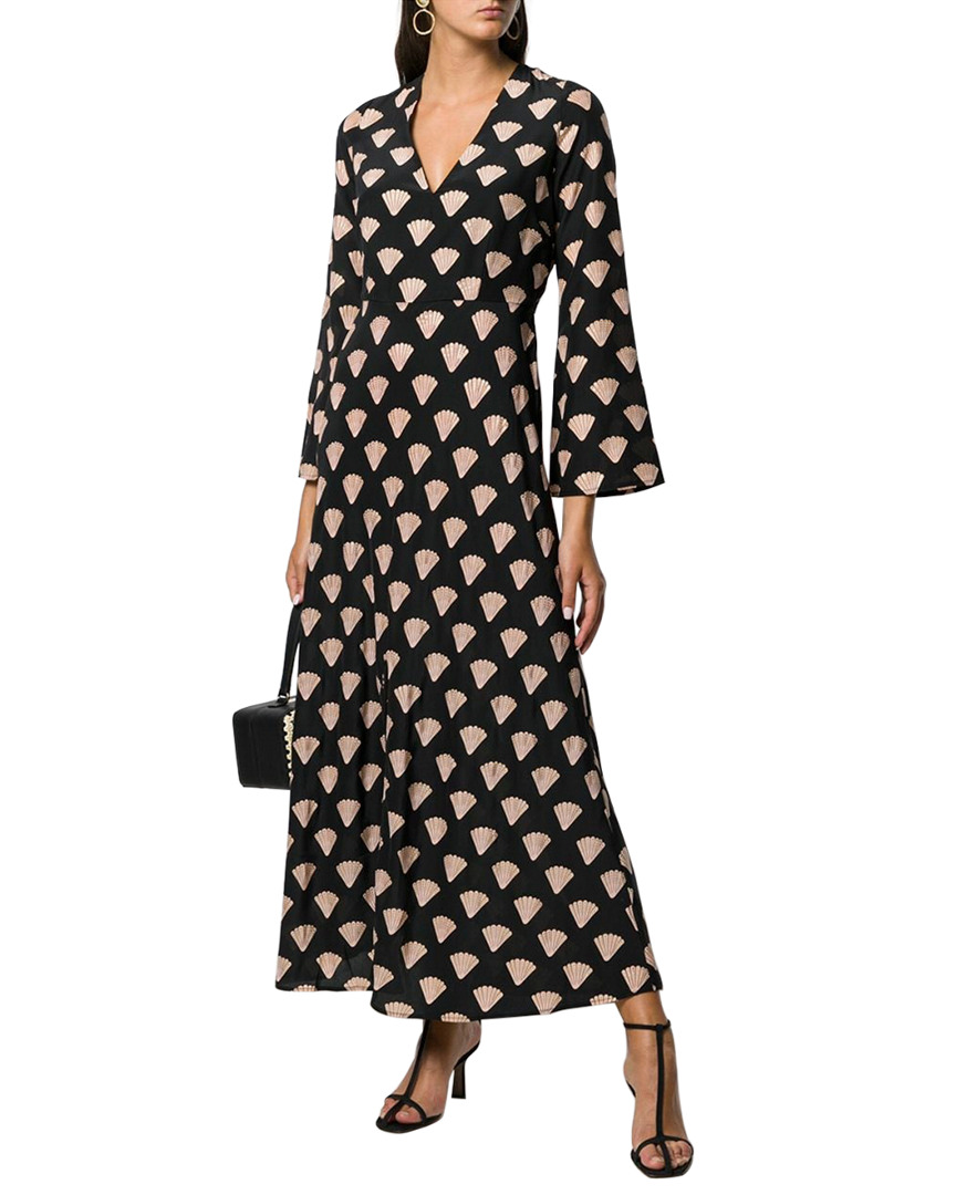 Image of RIXO LONDON /-Sleeve Shell Silk Midi Dress
