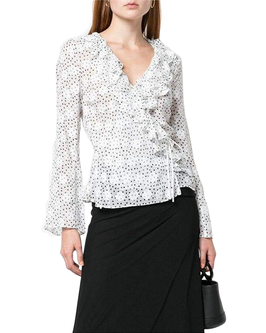 Image of SALONI Iman Dot Sheer Silk-Blend Top